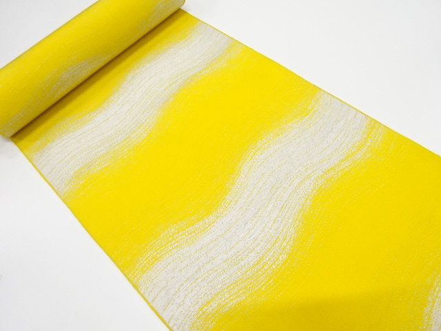 JAPANESE KIMONO / ANTIQUE BOLT FOR HASSUN OBI / WOVEN WAVY STRIPE